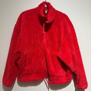 All in Motion Women’s  Vibrant Red Fleece Pullover with Pockets. Size Large